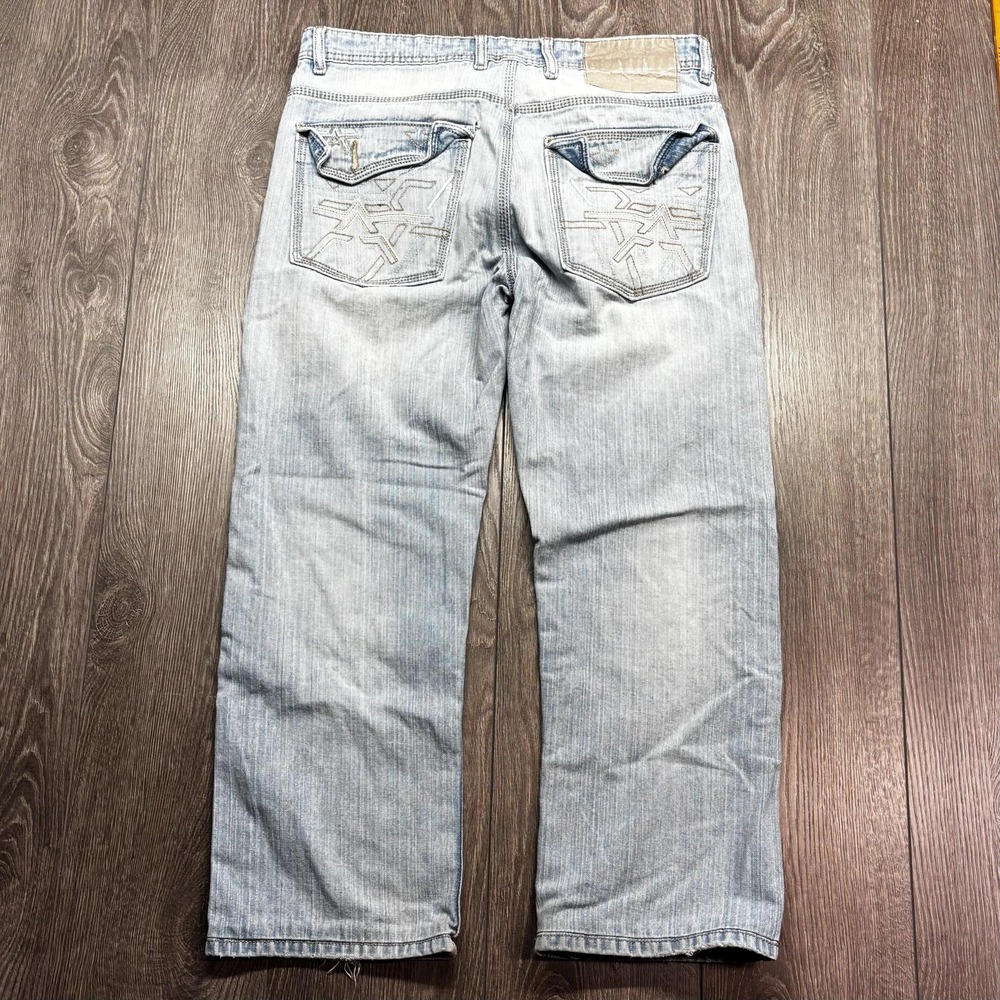 Vintage American Fighter Y2k Wide Leg Baggy Jeans 34 27 Denim Streetwear